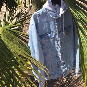 Forever 21 denim jacket with hoodie